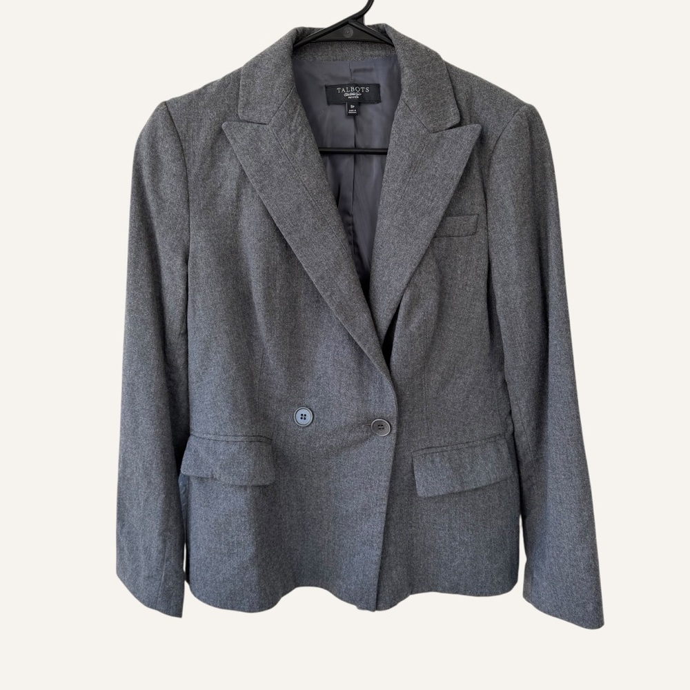 Talbots Charcoal Gray Wool Women's Blazer Size 8 Petite